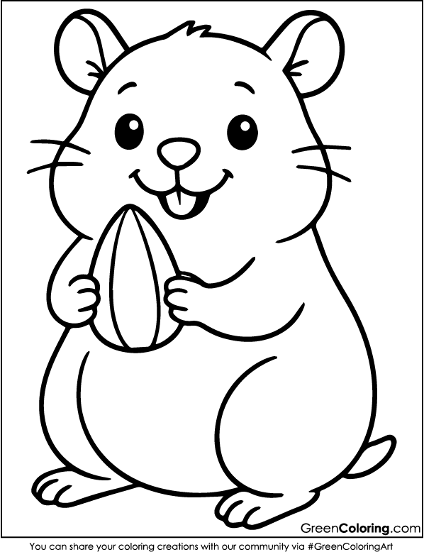 Simple Hamster Coloring Page for Kids and Toddlers