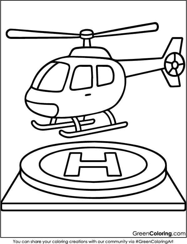Download Free Printable Helicopter Coloring Pages PDF
