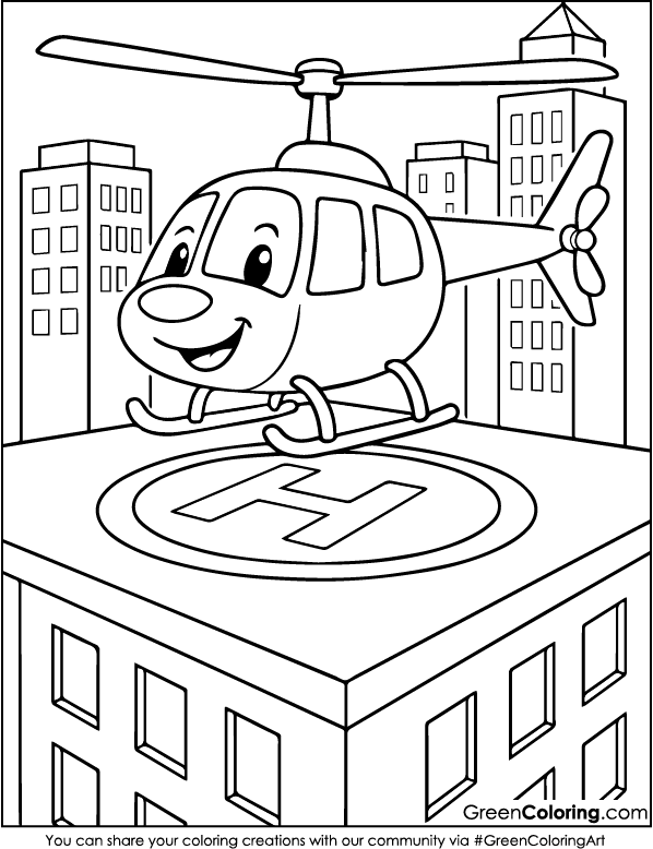 Download Free Printable Helicopter Coloring Sheets PDF