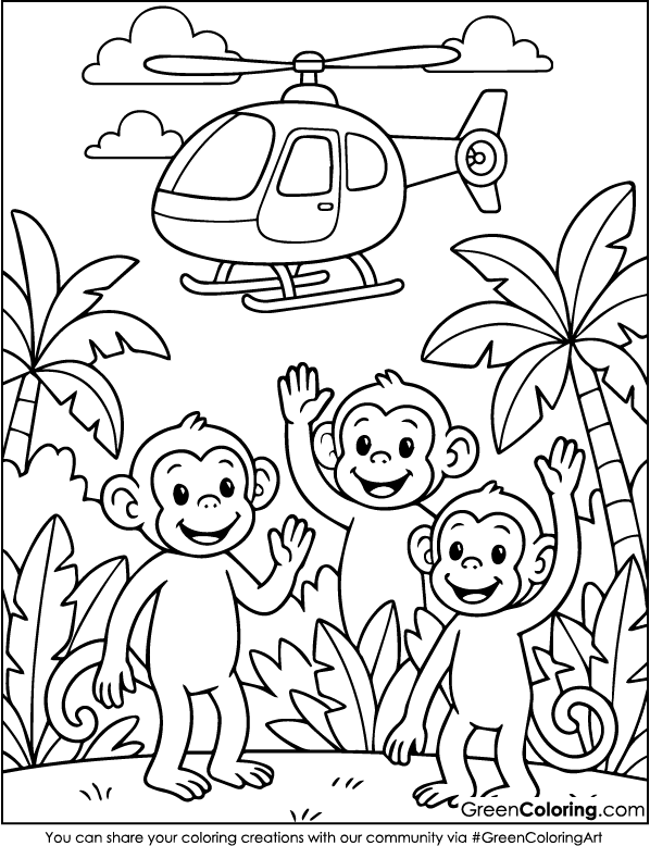 Download Free Printable Helicopter Coloring Pages PDF