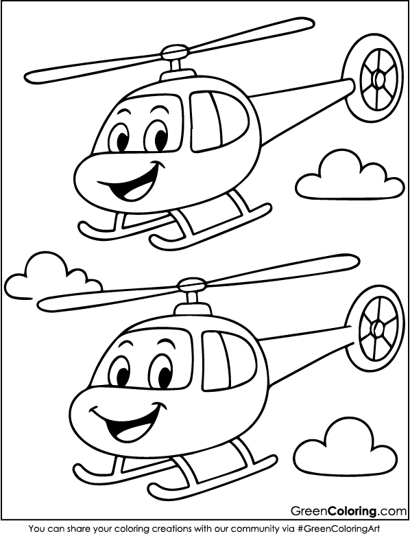Download Free Printable Helicopter Coloring Page PDF
