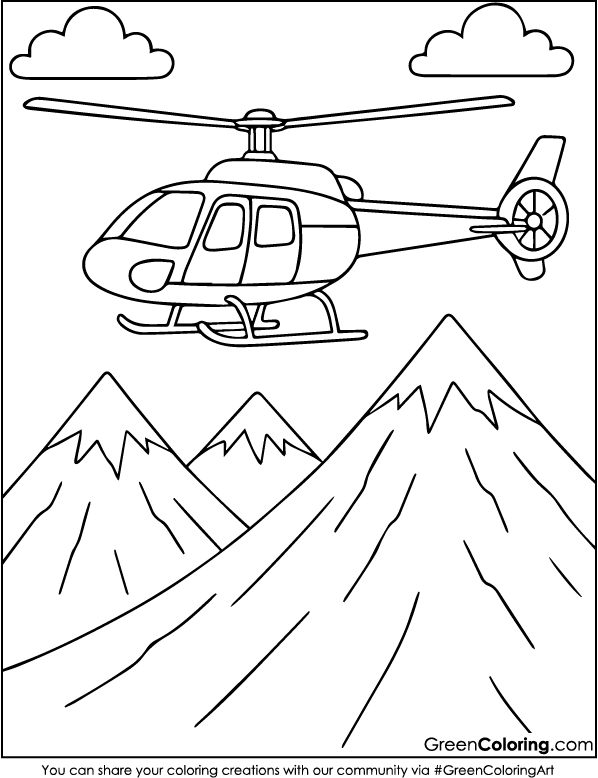 Download Free Printable Helicopter Coloring Pages PDF