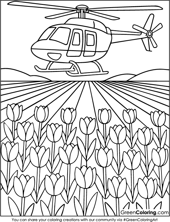 Download Free Printable Helicopter Coloring Page PDF