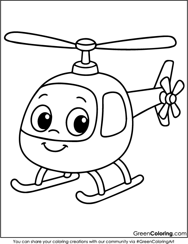 Download Free Printable Helicopter Coloring Sheet PDF