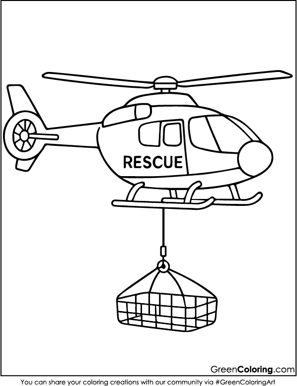 Download Free Printable Helicopter Coloring Sheet PDF