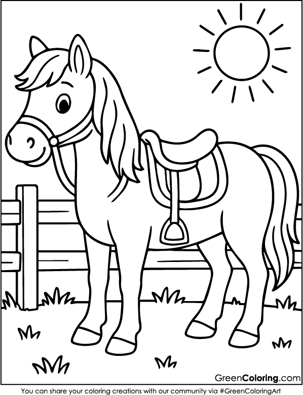 Download Free Printable Horse Coloring Page PDF