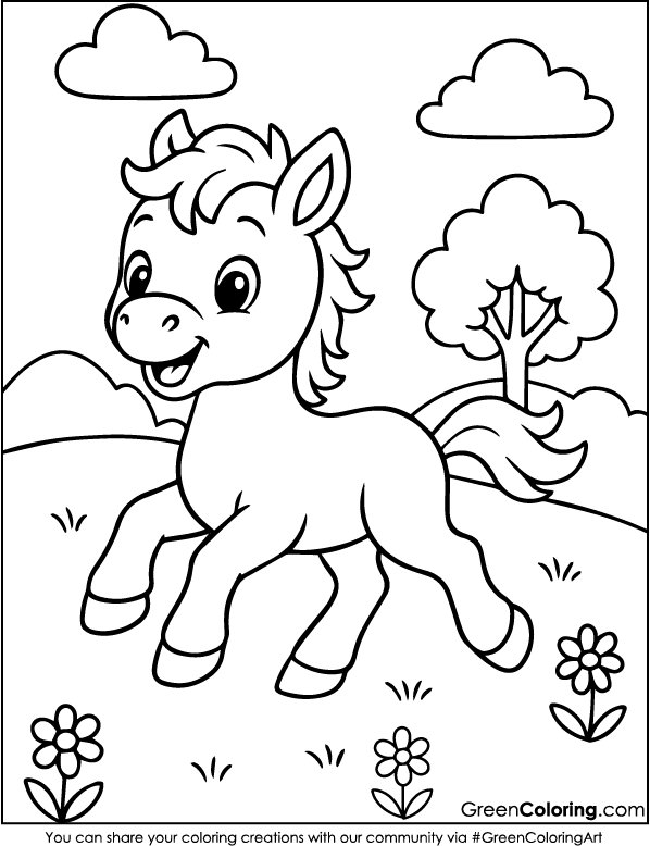 Download Free Printable Horse Coloring Sheet PDF