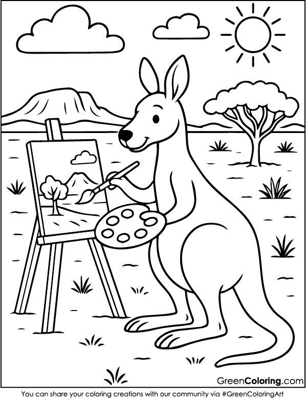 Download Free Printable Kangaroo Coloring Sheets PDF