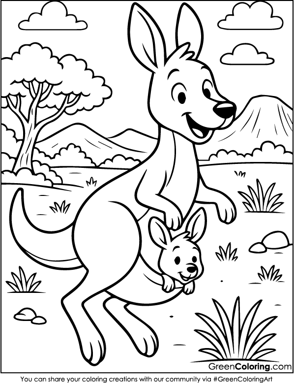 Free Printable Kangaroo Coloring Pages PDF