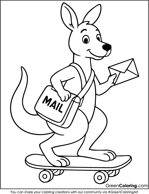 Download Free Printable Kangaroo Coloring Page PDF