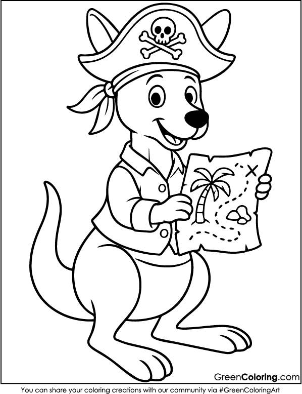 Download Free Printable Kangaroo Coloring Page PDF