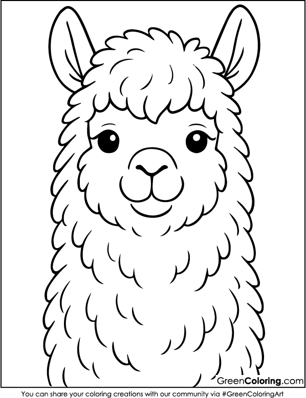 Download Free Printable Llama Coloring Page PDF