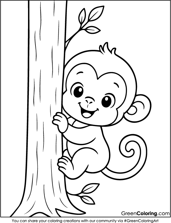 Monkey Coloring Pages PDF