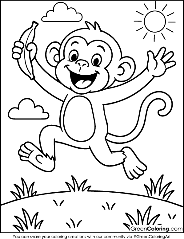 Printable Monkey Coloring Pages PDF