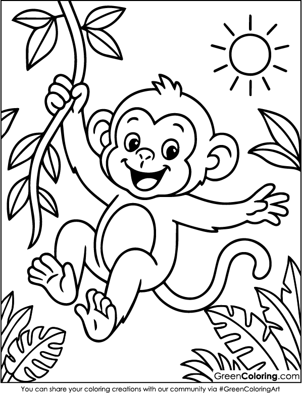 Printable Monkey Coloring Pages PDF