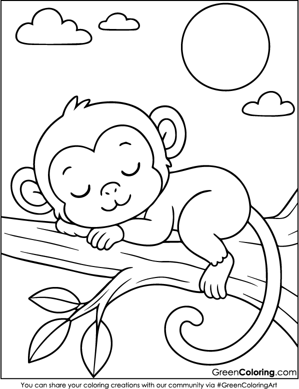 Download Free Printable Monkey Coloring Pages PDF