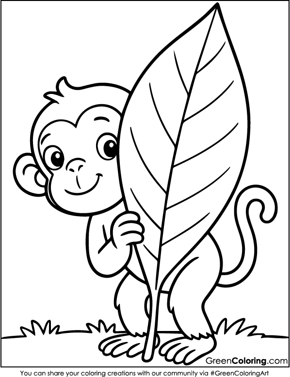 Download Free Printable Monkey Coloring Pages PDF