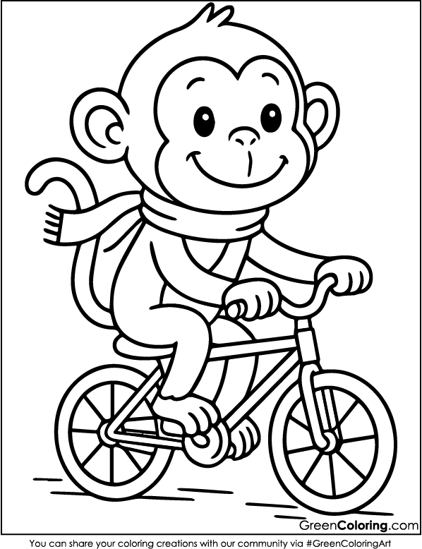 Download Free Printable Monkey Coloring Page PDF