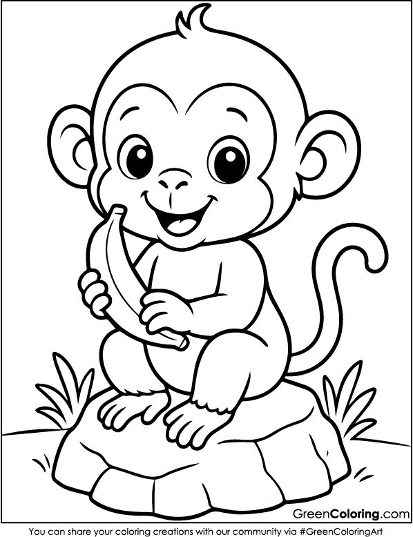 Download Free Printable Monkey Coloring Sheets PDF