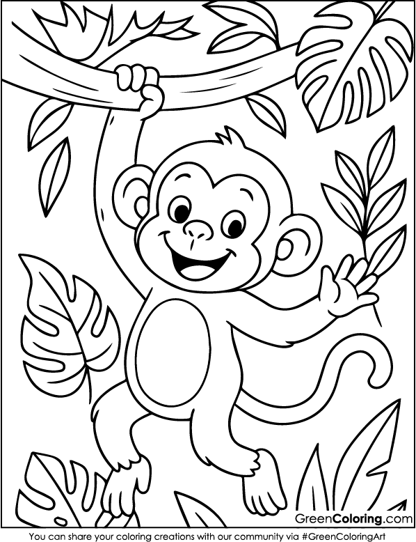 Download Free Printable Monkey Coloring Sheets PDF