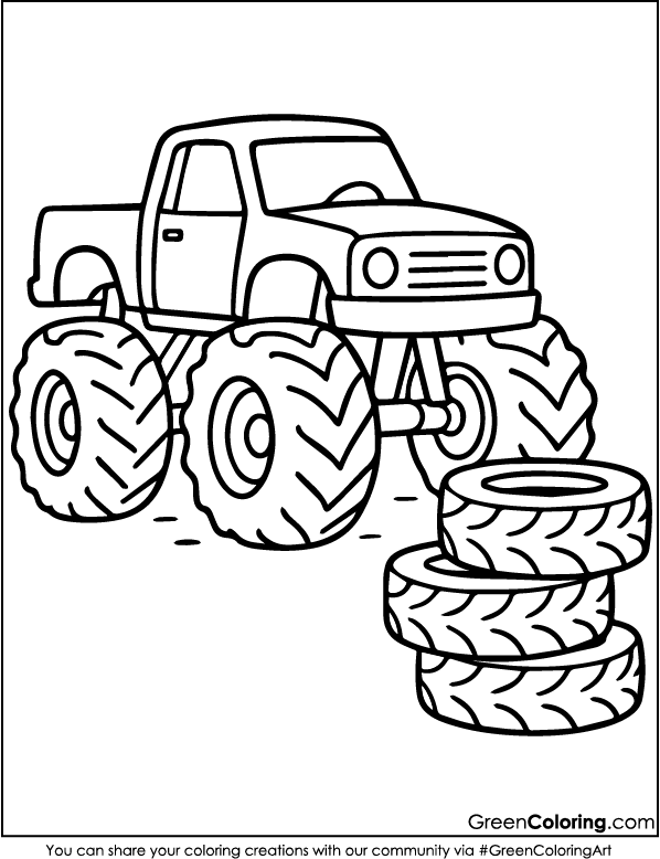Monster Truck Coloring Pages PDF