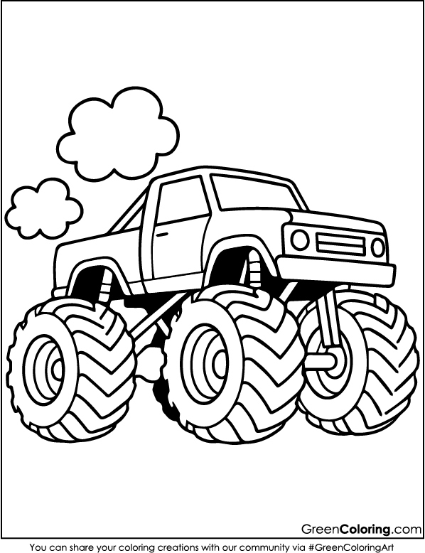 Monster Truck Coloring Pages PDF