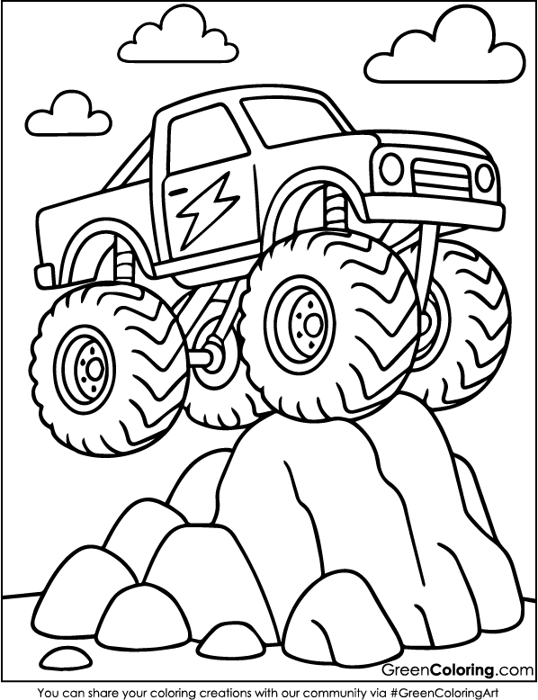 Download Free Printable Monster Truck Coloring Pages PDF