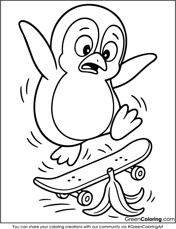 Download Printable Penguin Coloring Sheet PDF Free