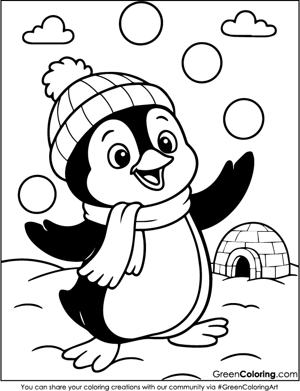 Penguin Coloring Pages PDF