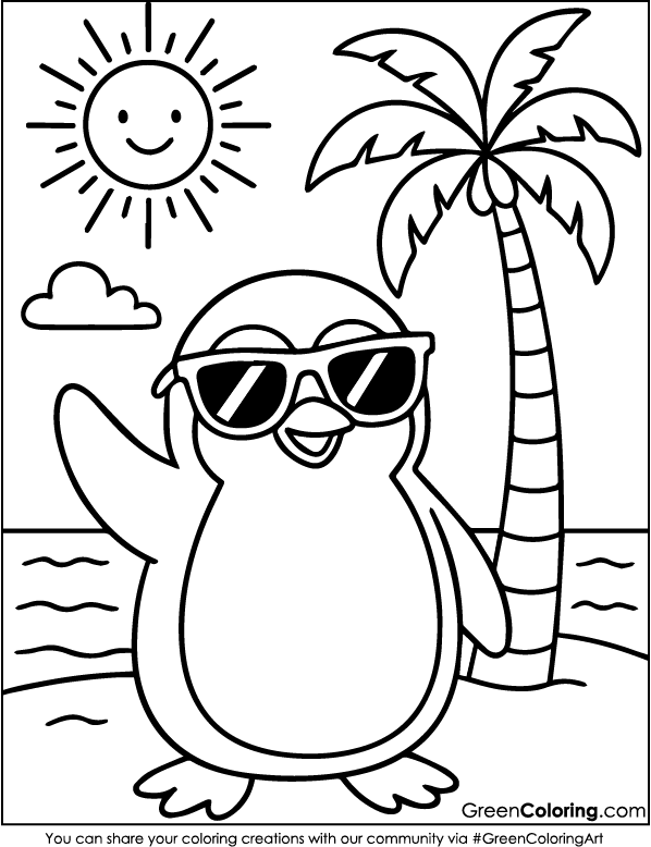 Printable Penguin Coloring Pages PDF Free