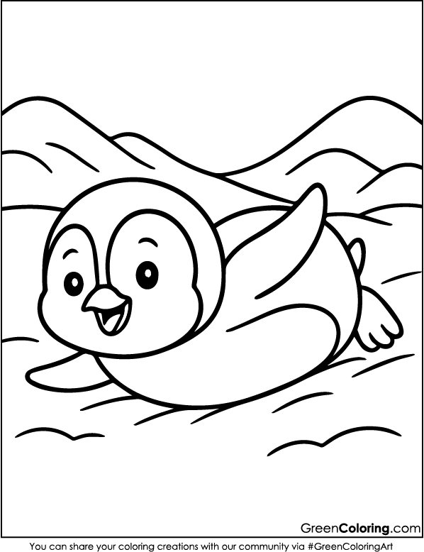 Printable Penguin Coloring Pages PDF Free