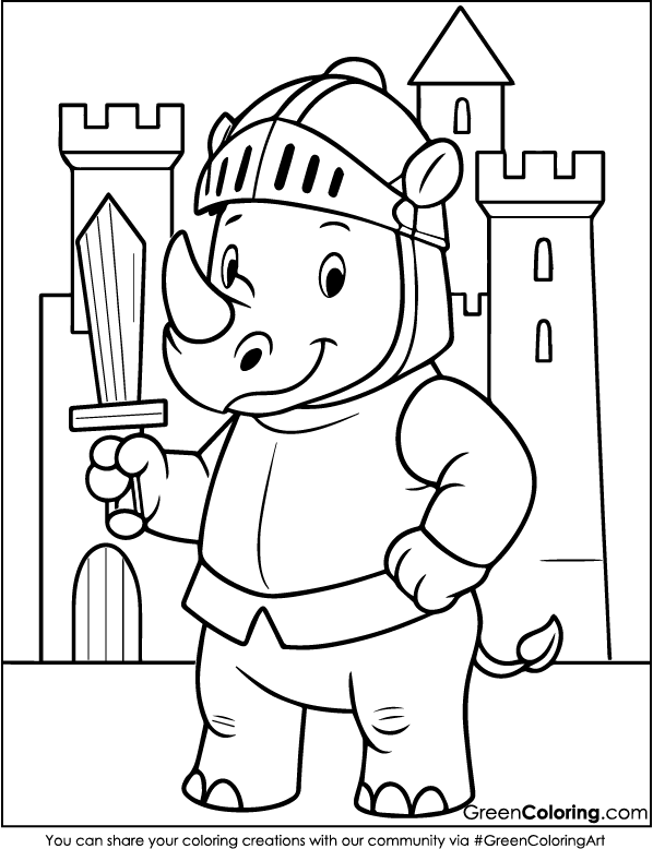 Download Free Printable Rhino Coloring Page PDF