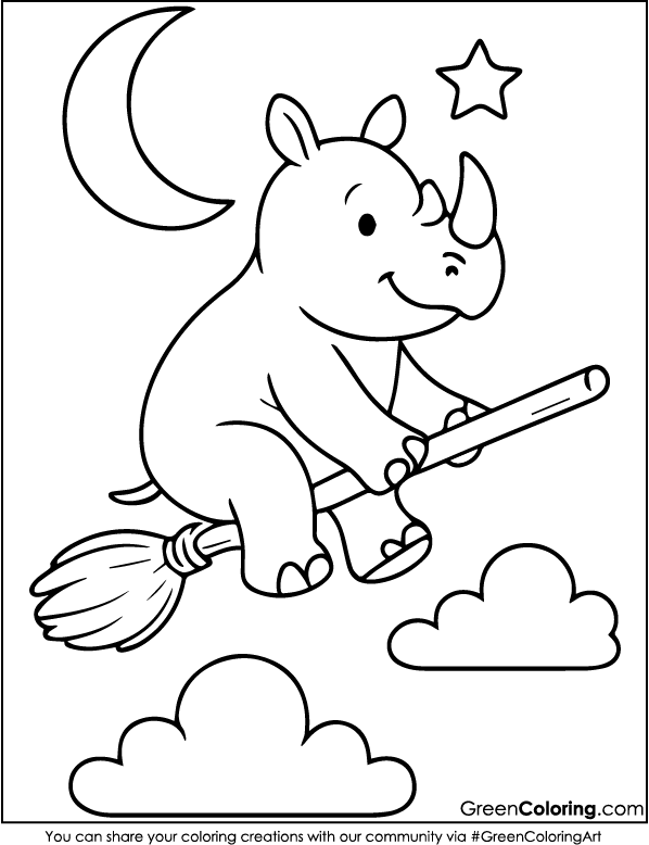 Download Free Printable Rhino Coloring Page PDF