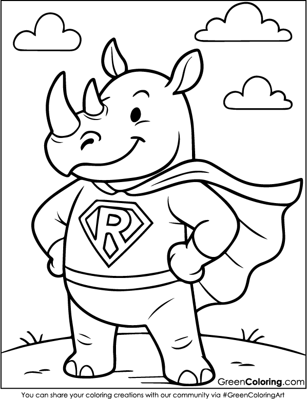 Download Free Printable Rhino Coloring Sheets PDF
