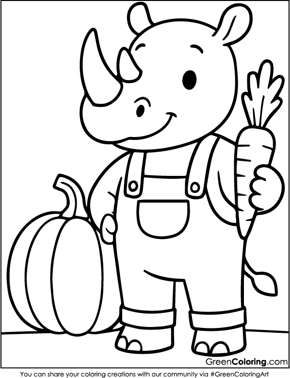 Download Free Printable Rhino Coloring Sheet PDF