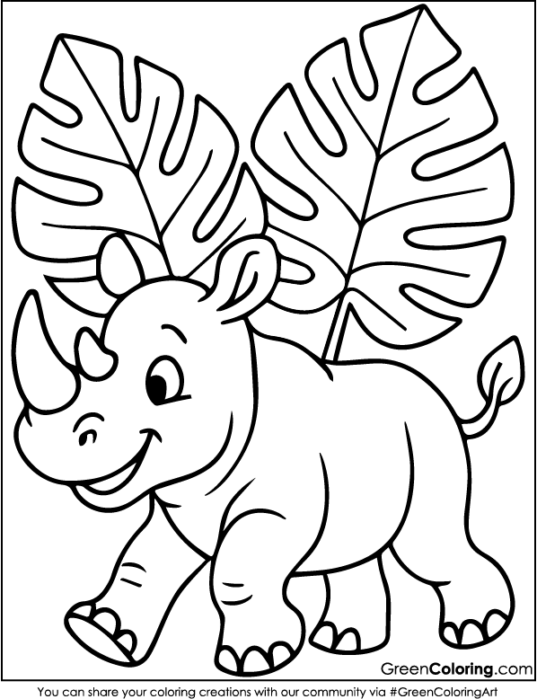 Download Free Printable Rhino Coloring Pages PDF