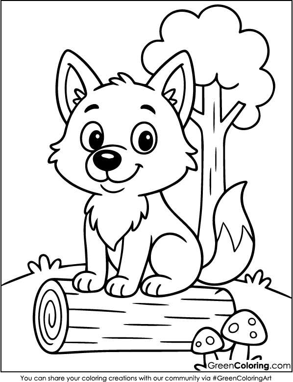 Simple Wolf Coloring Pages for Kids and Toddlers