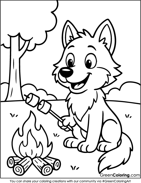 Download Free Printable Wolf Coloring Page PDF