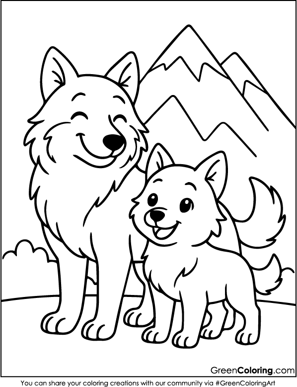 Download Free Printable Wolf Coloring Page PDF