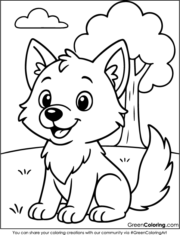 Cute Wolf Coloring Pages for Kids and Toddlers