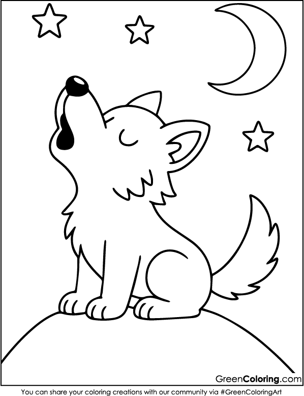 Download Free Printable Wolf Coloring Sheet PDF