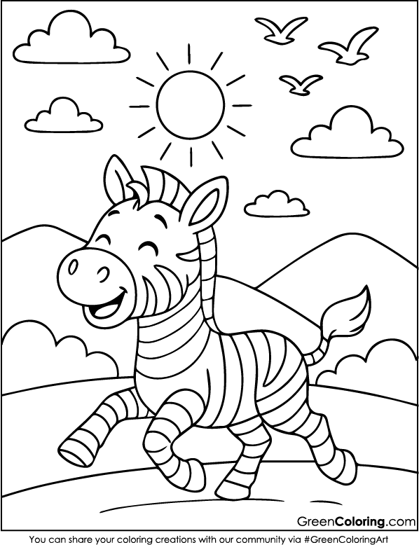 Free Printable Zebra Coloring Pages PDF