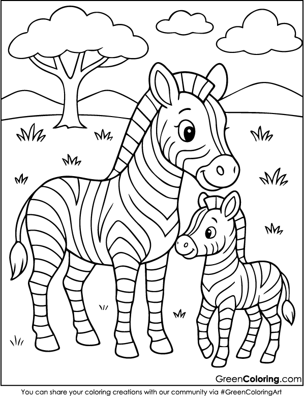 Free Printable Zebra Coloring Pages PDF