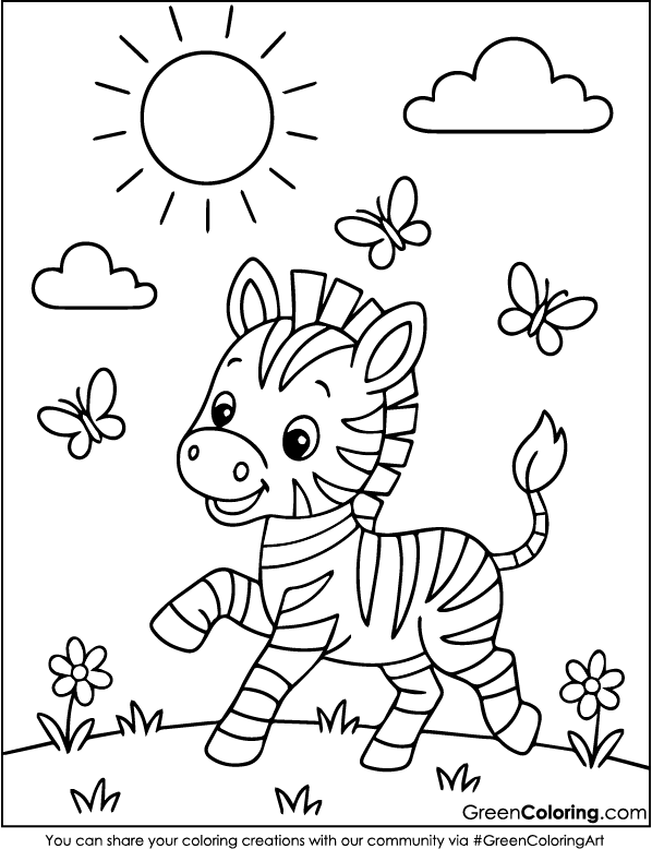 Free Printable Zebra Coloring Pages PDF
