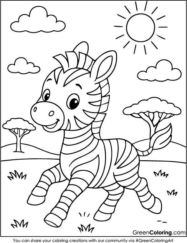 Download Free Printable Zebra Coloring Sheets PDF