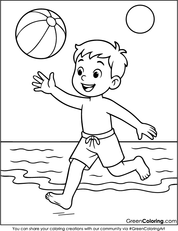 Download Free Printable Beach Coloring Sheet PDF