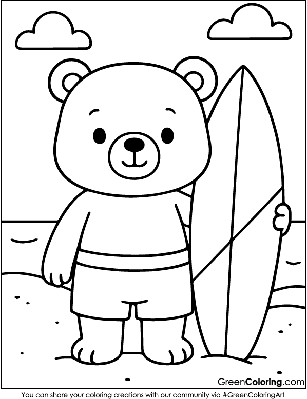 Printable Beach Coloring Pages PDF
