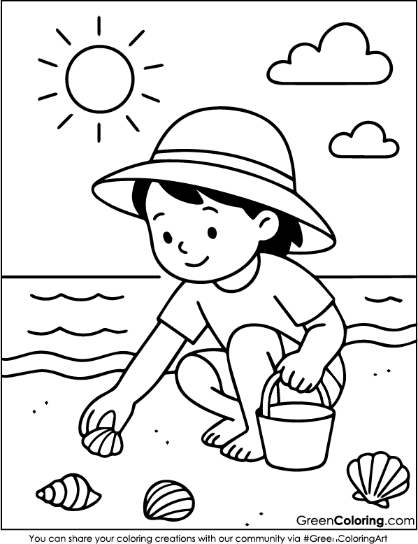 Download Free Printable Beach Coloring Pages PDF