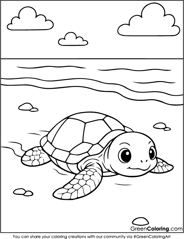 Download Free Printable Beach Coloring Page PDF