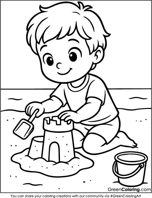 Download Free Printable Beach Coloring Page PDF